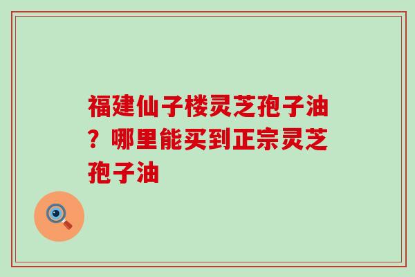 福建仙子楼灵芝孢子油？哪里能买到正宗灵芝孢子油