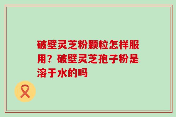 破壁灵芝粉颗粒怎样服用？破壁灵芝孢子粉是溶于水的吗