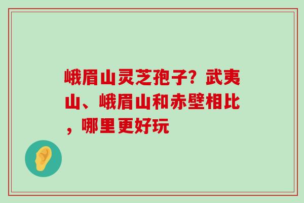 峨眉山灵芝孢子？武夷山、峨眉山和赤壁相比，哪里更好玩