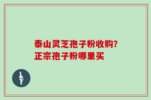 泰山灵芝孢子粉收购？正宗孢子粉哪里买