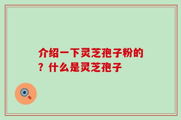 介绍一下灵芝孢子粉的？什么是灵芝孢子