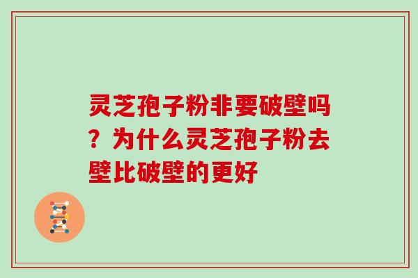 灵芝孢子粉非要破壁吗？为什么灵芝孢子粉去壁比破壁的更好