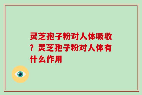 灵芝孢子粉对人体吸收？灵芝孢子粉对人体有什么作用