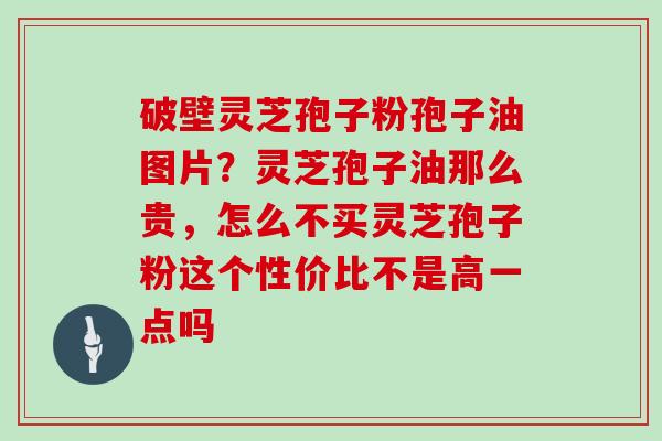 破壁灵芝孢子粉孢子油图片？灵芝孢子油那么贵，怎么不买灵芝孢子粉这个性价比不是高一点吗