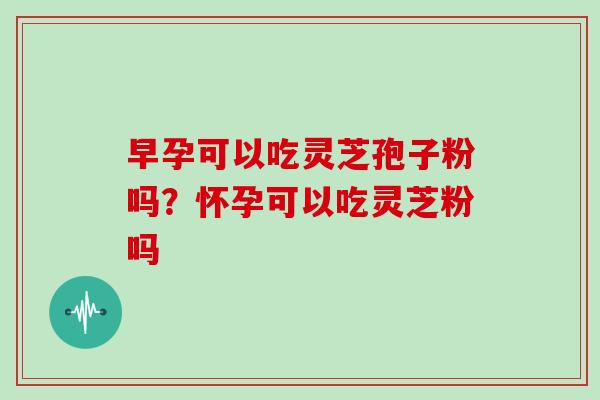 早孕可以吃灵芝孢子粉吗？怀孕可以吃灵芝粉吗