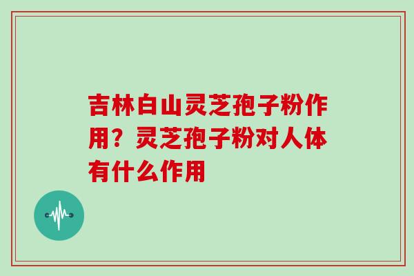 吉林白山灵芝孢子粉作用？灵芝孢子粉对人体有什么作用