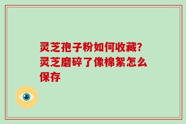 灵芝孢子粉如何收藏？灵芝磨碎了像棉絮怎么保存