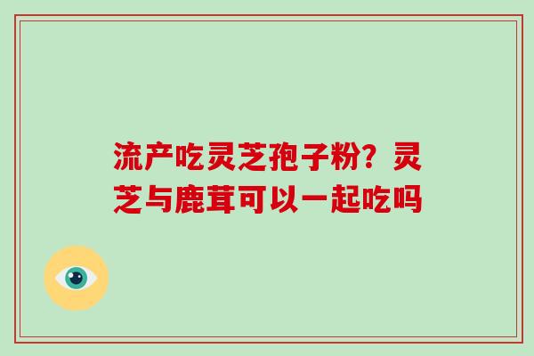 流产吃灵芝孢子粉？灵芝与鹿茸可以一起吃吗