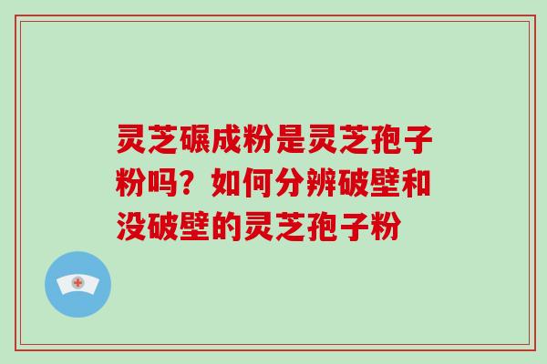 灵芝碾成粉是灵芝孢子粉吗？如何分辨破壁和没破壁的灵芝孢子粉