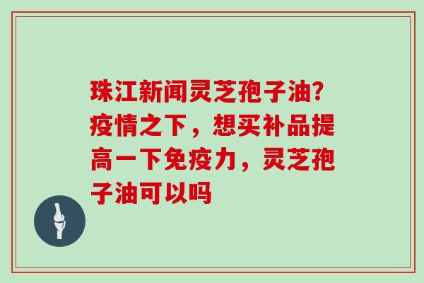 珠江新闻灵芝孢子油？疫情之下，想买补品提高一下免疫力，灵芝孢子油可以吗