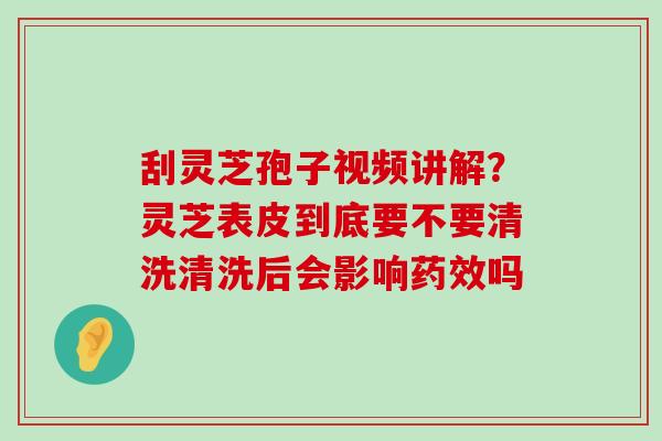 刮灵芝孢子视频讲解？灵芝表皮到底要不要清洗清洗后会影响吗