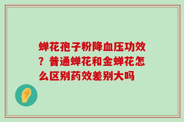 蝉花孢子粉降功效？普通蝉花和金蝉花怎么区别差别大吗