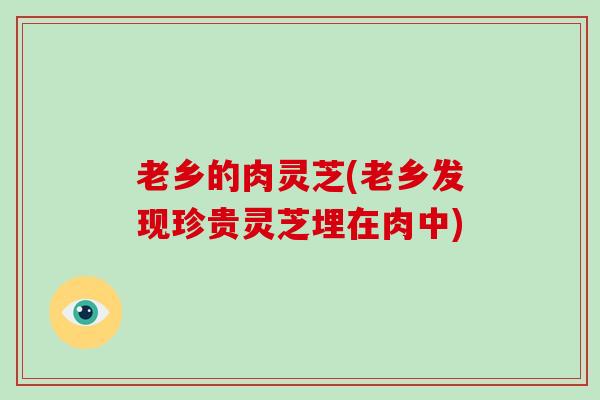 老乡的肉灵芝(老乡发现珍贵灵芝埋在肉中)