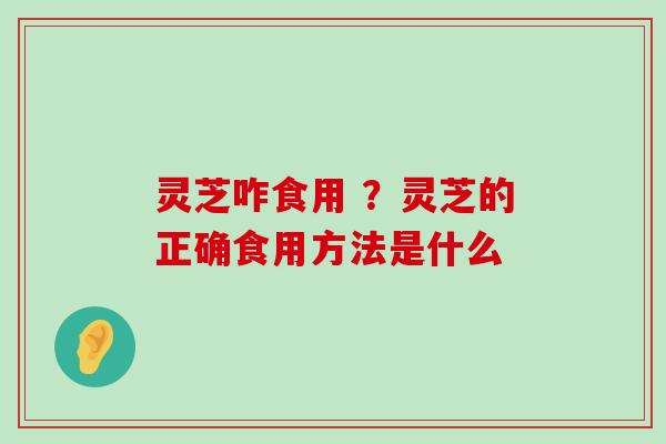 灵芝咋食用 ？灵芝的正确食用方法是什么