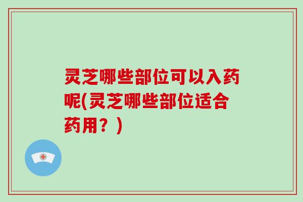 灵芝哪些部位可以入药呢(灵芝哪些部位适合药用？)