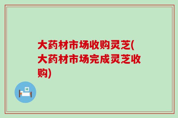 大药材市场收购灵芝(大药材市场完成灵芝收购)