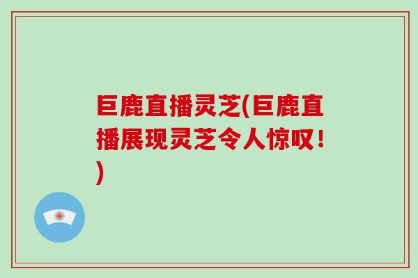 巨鹿直播灵芝(巨鹿直播展现灵芝令人惊叹！)