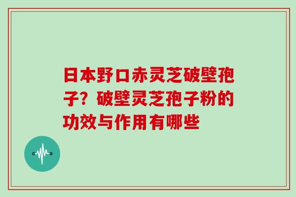 日本野口赤灵芝破壁孢子？破壁灵芝孢子粉的功效与作用有哪些