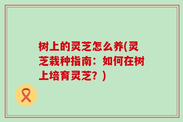 树上的灵芝怎么养(灵芝栽种指南：如何在树上培育灵芝？)