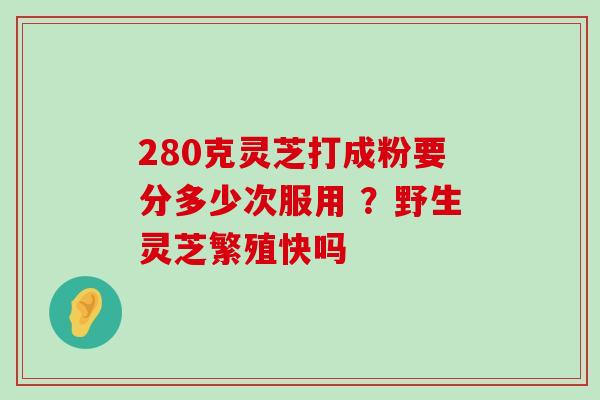 280克灵芝打成粉要分多少次服用 ？野生灵芝繁殖快吗