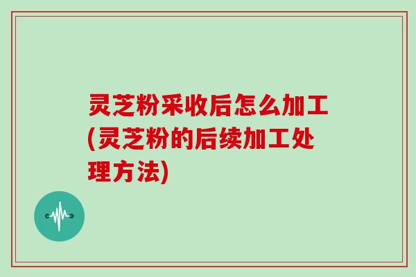 灵芝粉采收后怎么加工(灵芝粉的后续加工处理方法)