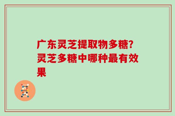 广东灵芝提取物多糖？灵芝多糖中哪种有效果