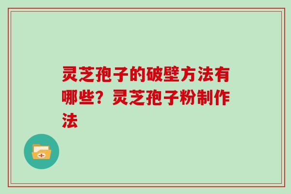 灵芝孢子的破壁方法有哪些？灵芝孢子粉制作法