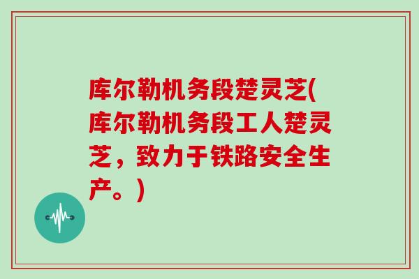 库尔勒机务段楚灵芝(库尔勒机务段工人楚灵芝，致力于铁路安全生产。)