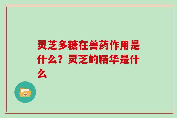 灵芝多糖在兽药作用是什么？灵芝的精华是什么