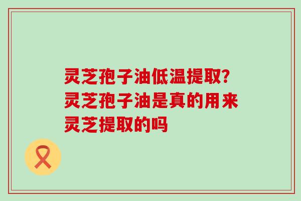 灵芝孢子油低温提取？灵芝孢子油是真的用来灵芝提取的吗