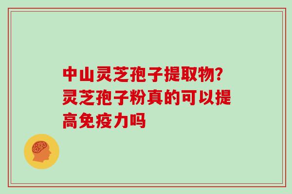 中山灵芝孢子提取物？灵芝孢子粉真的可以提高免疫力吗