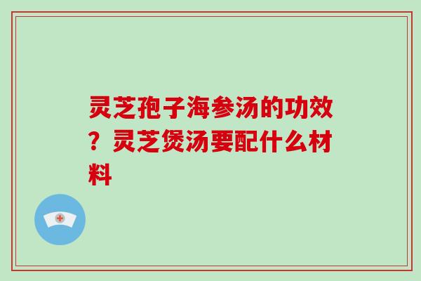 灵芝孢子海参汤的功效？灵芝煲汤要配什么材料