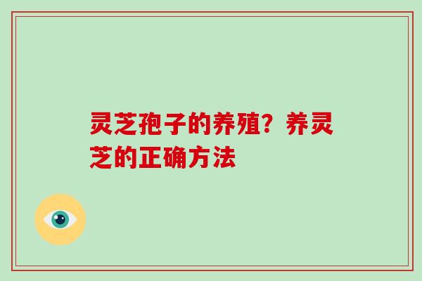 灵芝孢子的养殖？养灵芝的正确方法