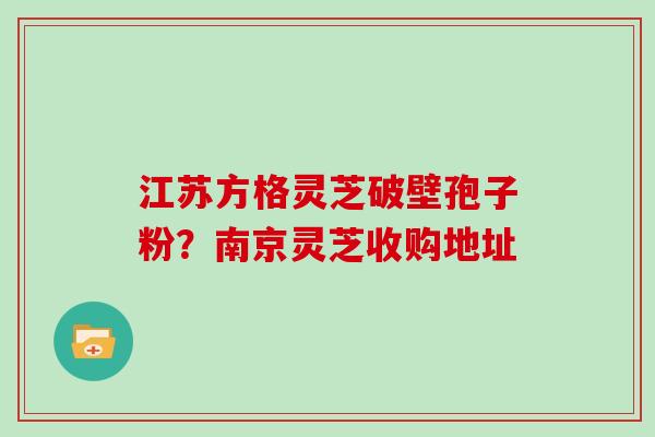 江苏方格灵芝破壁孢子粉？南京灵芝收购地址