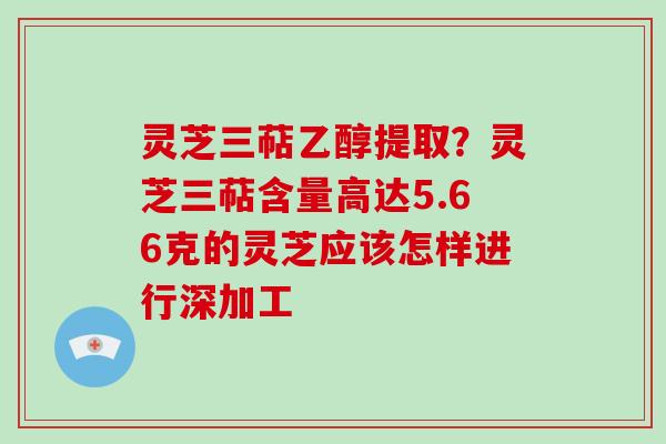 灵芝三萜乙醇提取？灵芝三萜含量高达5.66克的灵芝应该怎样进行深加工