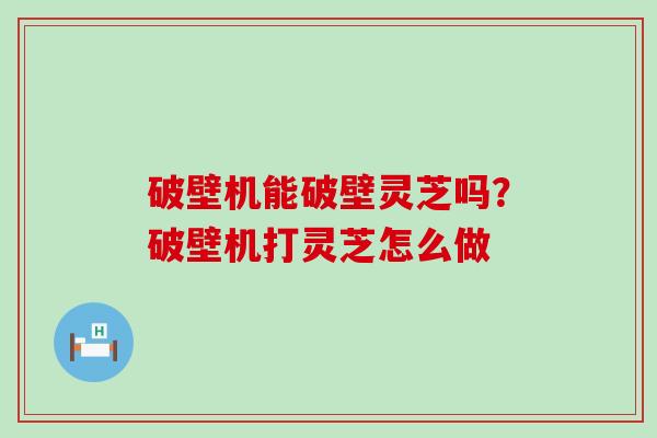 破壁机能破壁灵芝吗？破壁机打灵芝怎么做