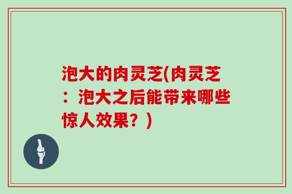 泡大的肉灵芝(肉灵芝：泡大之后能带来哪些惊人效果？)