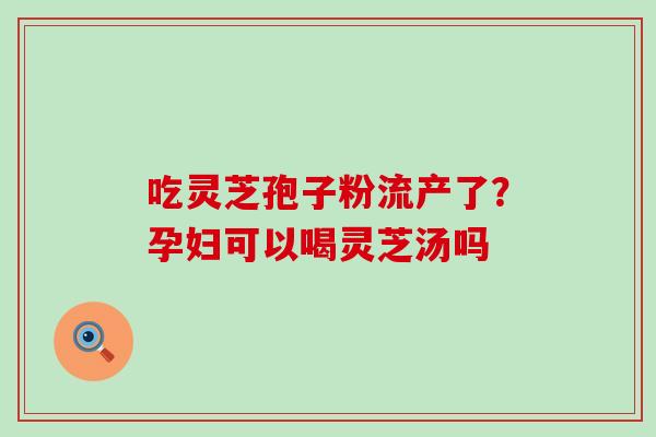 吃灵芝孢子粉流产了？孕妇可以喝灵芝汤吗