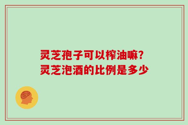 灵芝孢子可以榨油嘛？灵芝泡酒的比例是多少