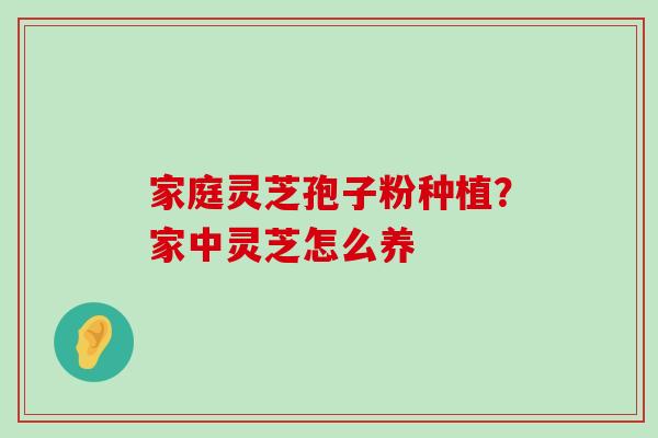 家庭灵芝孢子粉种植？家中灵芝怎么养