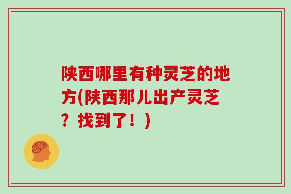 陕西哪里有种灵芝的地方(陕西那儿出产灵芝？找到了！)