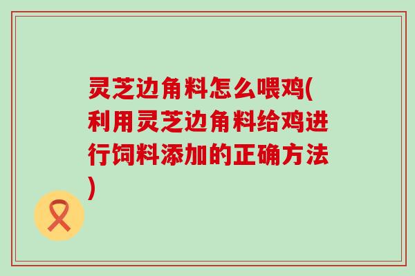 灵芝边角料怎么喂鸡(利用灵芝边角料给鸡进行饲料添加的正确方法)