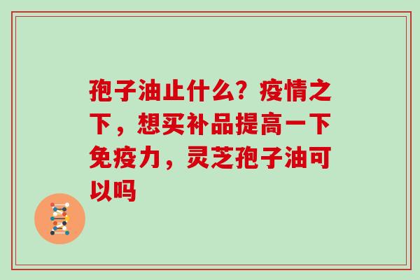 孢子油止什么？疫情之下，想买补品提高一下免疫力，灵芝孢子油可以吗