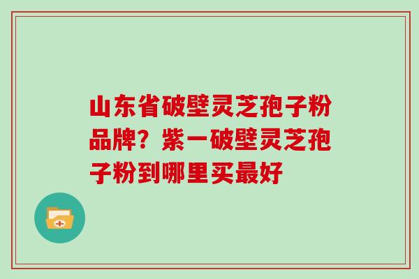 山东省破壁灵芝孢子粉品牌？紫一破壁灵芝孢子粉到哪里买好