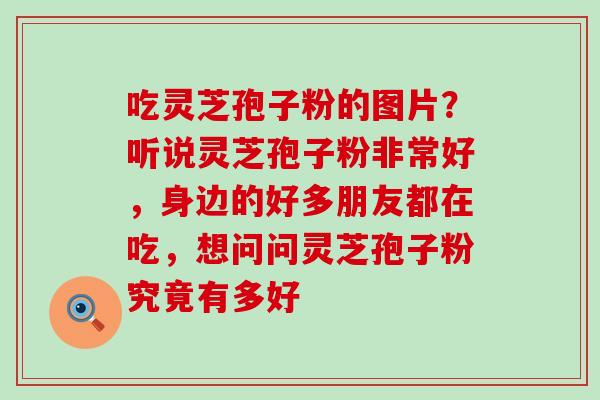 吃灵芝孢子粉的图片？听说灵芝孢子粉非常好，身边的好多朋友都在吃，想问问灵芝孢子粉究竟有多好