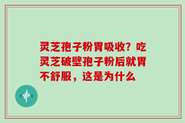 灵芝孢子粉胃吸收？吃灵芝破壁孢子粉后就胃不舒服，这是为什么