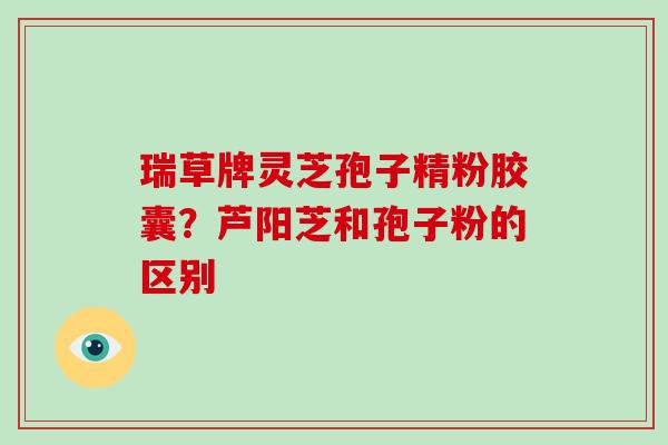 瑞草牌灵芝孢子精粉胶囊？芦阳芝和孢子粉的区别