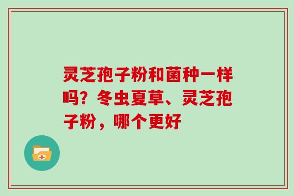 灵芝孢子粉和菌种一样吗？冬虫夏草、灵芝孢子粉，哪个更好