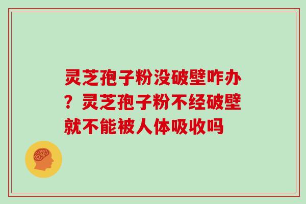 灵芝孢子粉没破壁咋办？灵芝孢子粉不经破壁就不能被人体吸收吗