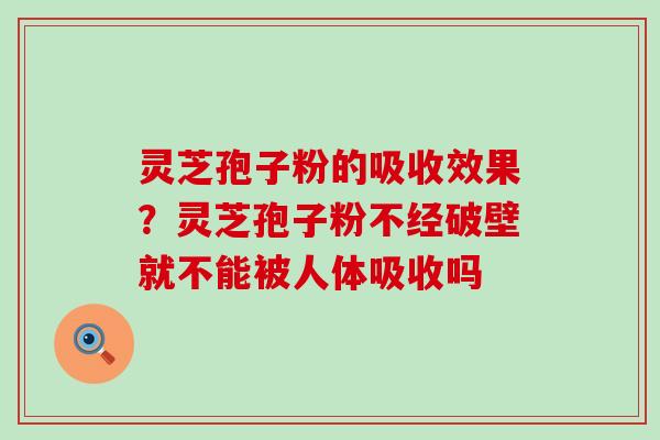 灵芝孢子粉的吸收效果？灵芝孢子粉不经破壁就不能被人体吸收吗